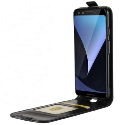 Google Pixel 3 klasisks ādas vertikāli atvēramais melns maciņš / Vacins.lv