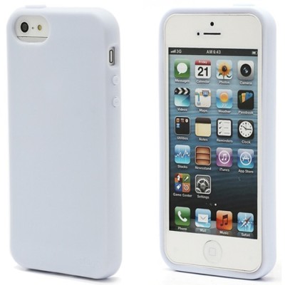 „Elago“ cieta silikona Apple iPhone 5, 5S balts apvalks ar ekrāna aizsargplēve / Vacins.lv