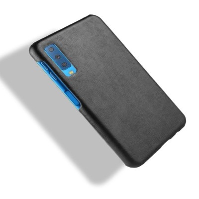 „Litchi“ Skin Leather Samsung Galaxy A7 2018 (A750) melns apvalks / vacins.lv