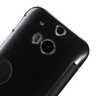 HTC One M8 „Nillkin“ Fresh atvēramais melns ādas futrālis / Vacins.lv