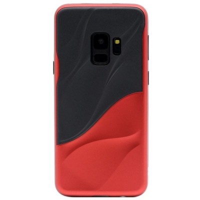 „3D“ Wave Pattern melns Samsung Galaxy S9 (G960) apmales sarkanā krāsā apvalks / Vacins.lv
