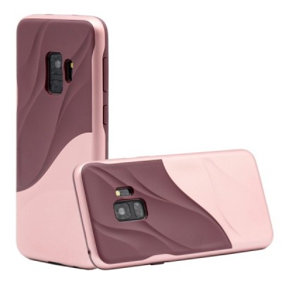 „3D“ Wave Pattern Samsung Galaxy S9 (G960) бордовый / розовый твердый силикон (TPU) и пластиковый чехол | Vacins.lv