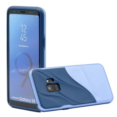 „3D“ Wave Pattern Samsung Galaxy S9 (G960) синий твердый силикон (TPU) и пластиковый чехол | Vacins.lv