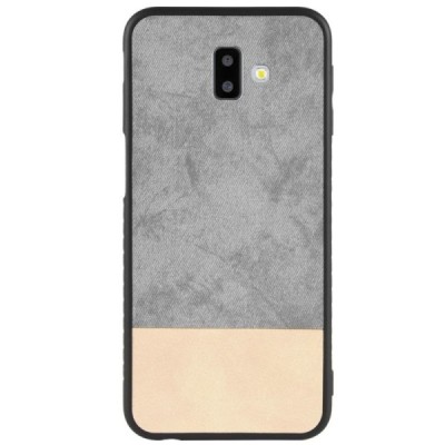 „Bi-Color“ Splicing Samsung Galaxy J6+ 2018 (J610F) песочный / серый кожаный чехол | Vacins.lv