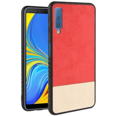 „Bi-Color“ Splicing Samsung Galaxy A7 2018 (A750) красный, песочный кожаный чехол | Vacins.lv