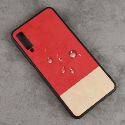 „Bi-Color“ Splicing Samsung Galaxy A7 2018 (A750) красный, песочный кожаный чехол | Vacins.lv