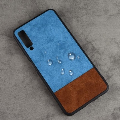 Samsung Galaxy A7 2018 (A750) „Bi-Color“ Splicing brūns, zils ādas apvalks / Vacins.lv