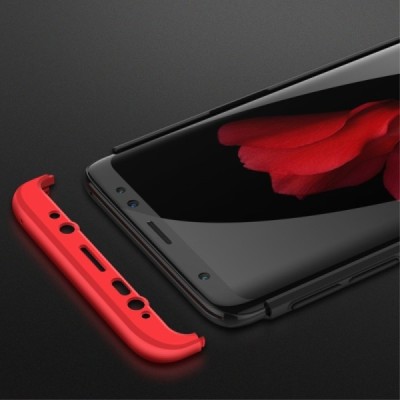 „Thin Fit 360“ пластиковый Samsung Galaxy S9 (G960F) чёрный чехол - краснaя рамка | Vacins.lv