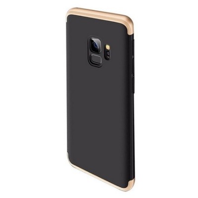 „Thin Fit 360“ пластиковый Samsung Galaxy S9 (G960F) чёрный чехол - золотая рамка | Vacins.lv