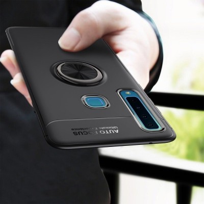 Samsung Galaxy A9 2018 (A9 Star Pro) „FOCUS“ Kickstand твердый силиконовый (TPU) чехол - чёрный | Vacins.lv