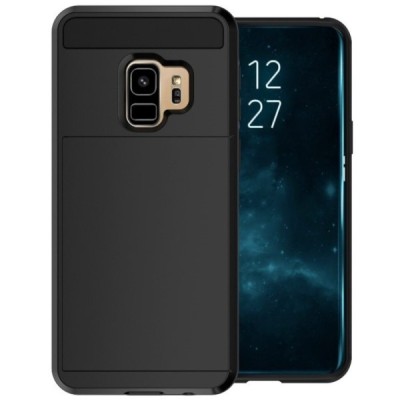 „Sliding“ Card Holder Samsung Galaxy S9 (G960) чёрный твердый силиконовый чехол | Vacins.lv