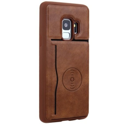 „Kickstand“ Card Holder Samsung Galaxy S9 (G960) коричневый кожаный чехол | Vacins.lv