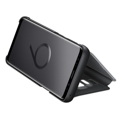 Samsung Galaxy S9 (G960) оригинальный Clear View Standing Cover открываемый чёрный кожаный чехол - книжка | Vacins.lv