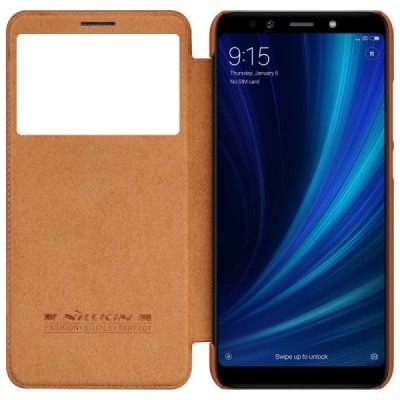 Greznais „Nillkin“ Qin sērijas ādas atvērams brūns Xiaomi Mi 6X (Xiaomi Mi A2) maciņš / Vacins.lv