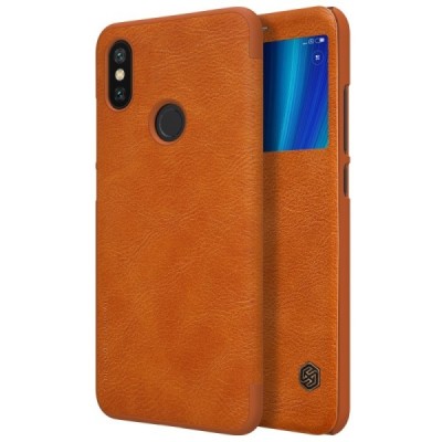 Greznais „Nillkin“ Qin sērijas ādas atvērams brūns Xiaomi Mi 6X (Xiaomi Mi A2) maciņš / Vacins.lv