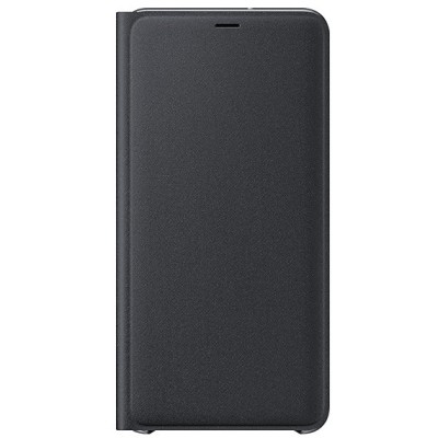 Samsung Galaxy A7 2018 (A750) oficiāls Wallet Cover atvērams melns ādas maciņš (maks) / Vacins.lv