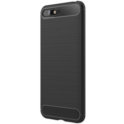 Huawei Y6 2018 (Honor 7A) „Carbon“ cieta silikona (TPU) melns apvalks / vacins.lv