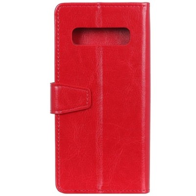Samsung Galaxy S10 (G973) atvēramais ādas sarkans maciņš (maks) / Vacins.lv