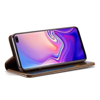 Samsung Galaxy S10 (G973) „CaseMe“ твердый открываемый коричневый кожаный чехол - книжка | Vacins.lv