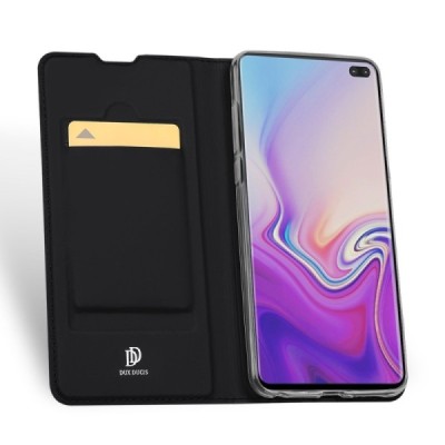 Samsung Galaxy S10+ (G975) „Dux Ducis“ Skin sērijas melns ādas atvērams maciņš / Vacins.lv