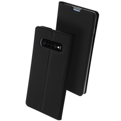 Samsung Galaxy S10+ (G975) „Dux Ducis“ Skin sērijas melns ādas atvērams maciņš / Vacins.lv