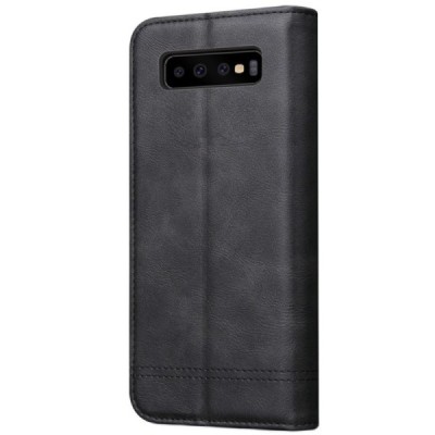 „Deluxe“ Samsung Galaxy S10+ (G975) чёрный кожаный чехол-книжка | Vacins.lv
