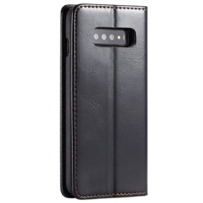 Samsung Galaxy S10+ (G975) „CaseMe“ твердый открываемый чёрный кожаный чехол - книжка | Vacins.lv