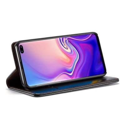 Samsung Galaxy S10+ (G975) „CaseMe“ твердый открываемый чёрный кожаный чехол - книжка | Vacins.lv