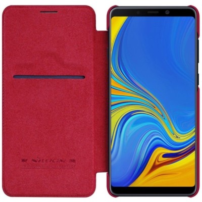 Роскошный красный кожаный чехол Nillkin Qin Series для Samsung Galaxy A9 2018 (A9 Star Pro) | Vacins.lv