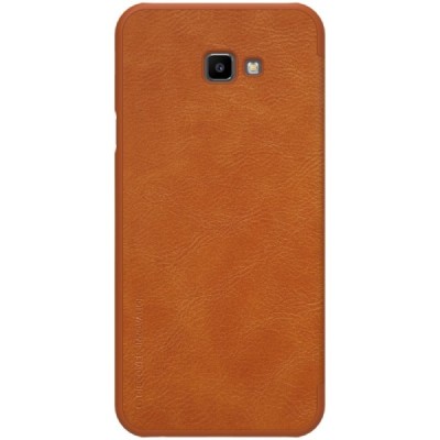 Роскошный коричневый кожаный чехол Nillkin Qin Series для Samsung Galaxy J4+ (J400F) | Vacins.lv
