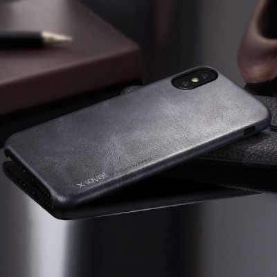 „X-Level“ Vintage Classic Apple iPhone Xr melns ādas apvalks / Vacins.lv