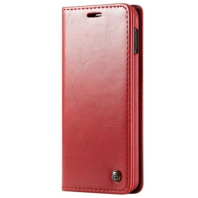 Samsung Galaxy S10e (G970) „CaseMe“ твердый открываемый красный кожаный чехол - книжка | Vacins.lv