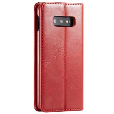 Samsung Galaxy S10e (G970) „CaseMe“ твердый открываемый красный кожаный чехол - книжка | Vacins.lv