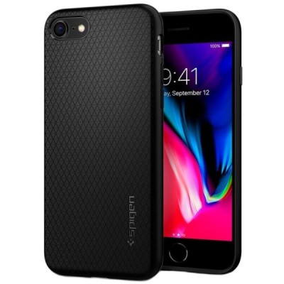 „Spigen“ Liquid Air Apple iPhone 7 (iPhone 8) чёрный твердый силиконовый чехол | Vacins.lv