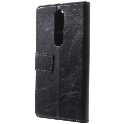Nokia 5.1 Plus (2018) atvēramais ādas melns maciņš, grāmata (maks) / Vacins.lv