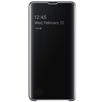 Samsung Galaxy S10 (G973) оригинальный Clear View Standing Cover открываемый чёрный кожаный чехол - книжка | Vacins.lv