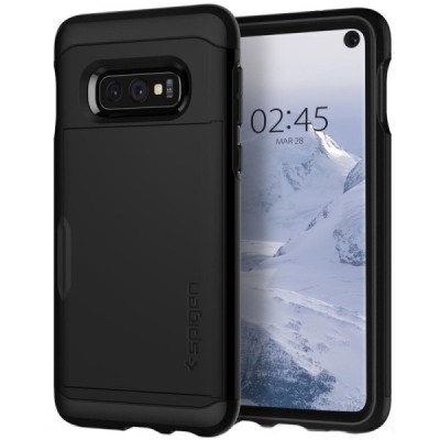 „Spigen“ Slim Armor CS Samsung Galaxy S10e (G970) чёрный твердый силиконовый чехол | Vacins.lv
