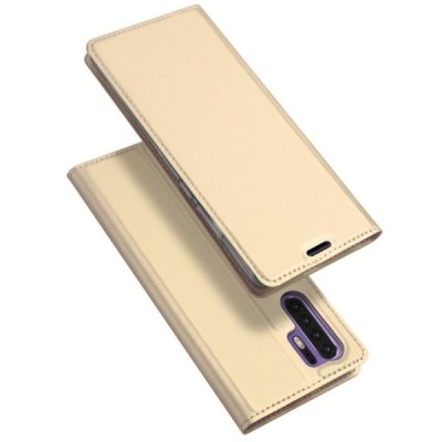 Huawei P30 Pro „Dux Ducis“ Skin sērijas zelta ādas atvērams maciņš / Vacins.lv