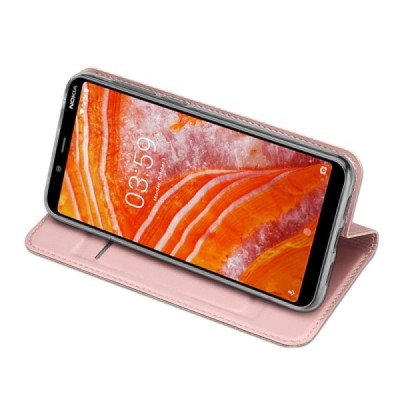 „Dux Ducis“ Skin серии Nokia 3.1 Plus (2018) розовый кожаный чехол-книжка | Vacins.lv