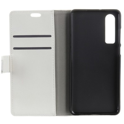 Huawei P30 открываемый белый кожаный чехол - книжка | Vacins.lv
