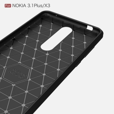 Nokia 3.1 Plus (2018) „Carbon“ твердый силиконовый чехол (TPU) - черный | Vacins.lv