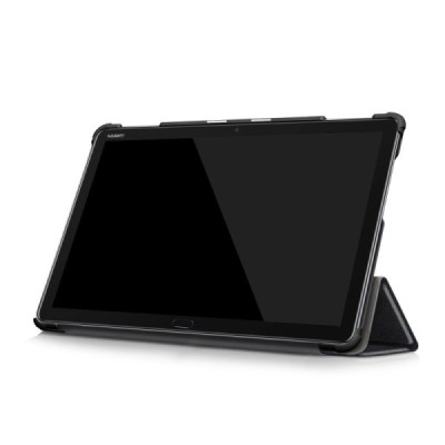 Huawei MediaPad M5 Lite 10 atvēramais melns maciņš / Vacins.lv