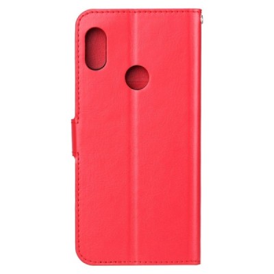 Xiaomi Redmi 7 открываемый красный кожаный чехол - книжка | Vacins.lv