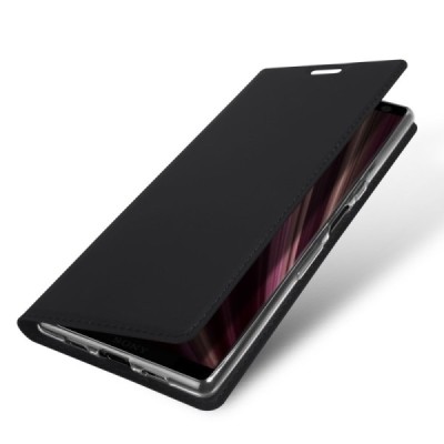 Sony Xperia 10 Plus (XA3 Ultra) „Dux Ducis“ Skin sērijas melns ādas atvērams maciņš / Vacins.lv