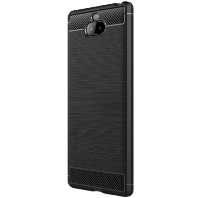 Sony Xperia 10 Plus (XA3 Ultra) „Carbon“ cieta silikona (TPU) melns apvalks / vacins.lv