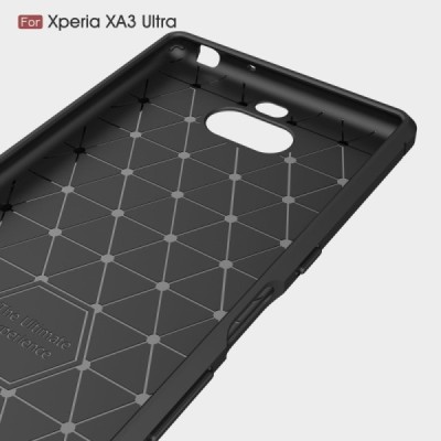 Sony Xperia 10 Plus (XA3 Ultra) „Carbon“ cieta silikona (TPU) melns apvalks / vacins.lv