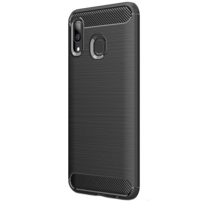 Samsung Galaxy A40 (A405F) „Carbon“ cieta silikona (TPU) melns apvalks / vacins.lv