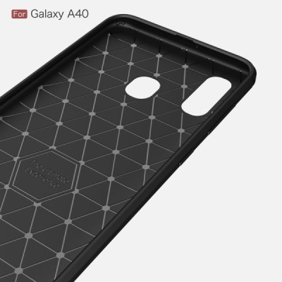Samsung Galaxy A40 (A405F) „Carbon“ твердый силиконовый чехол (TPU) - черный | Vacins.lv