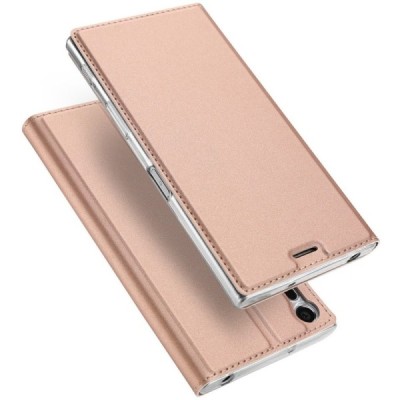 Sony Xperia XZ (XZs) „Dux Ducis“ Skin sērijas rozs ādas atvērams maciņš / Vacins.lv