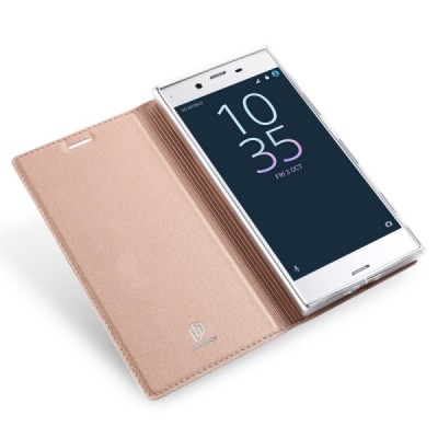 „Dux Ducis“ Skin серии Sony Xperia XZ (XZs) розовый кожаный чехол-книжка | Vacins.lv